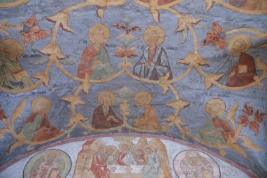 Фрески надвратной церкви Иоанна Лествичника и Федора Стратилата